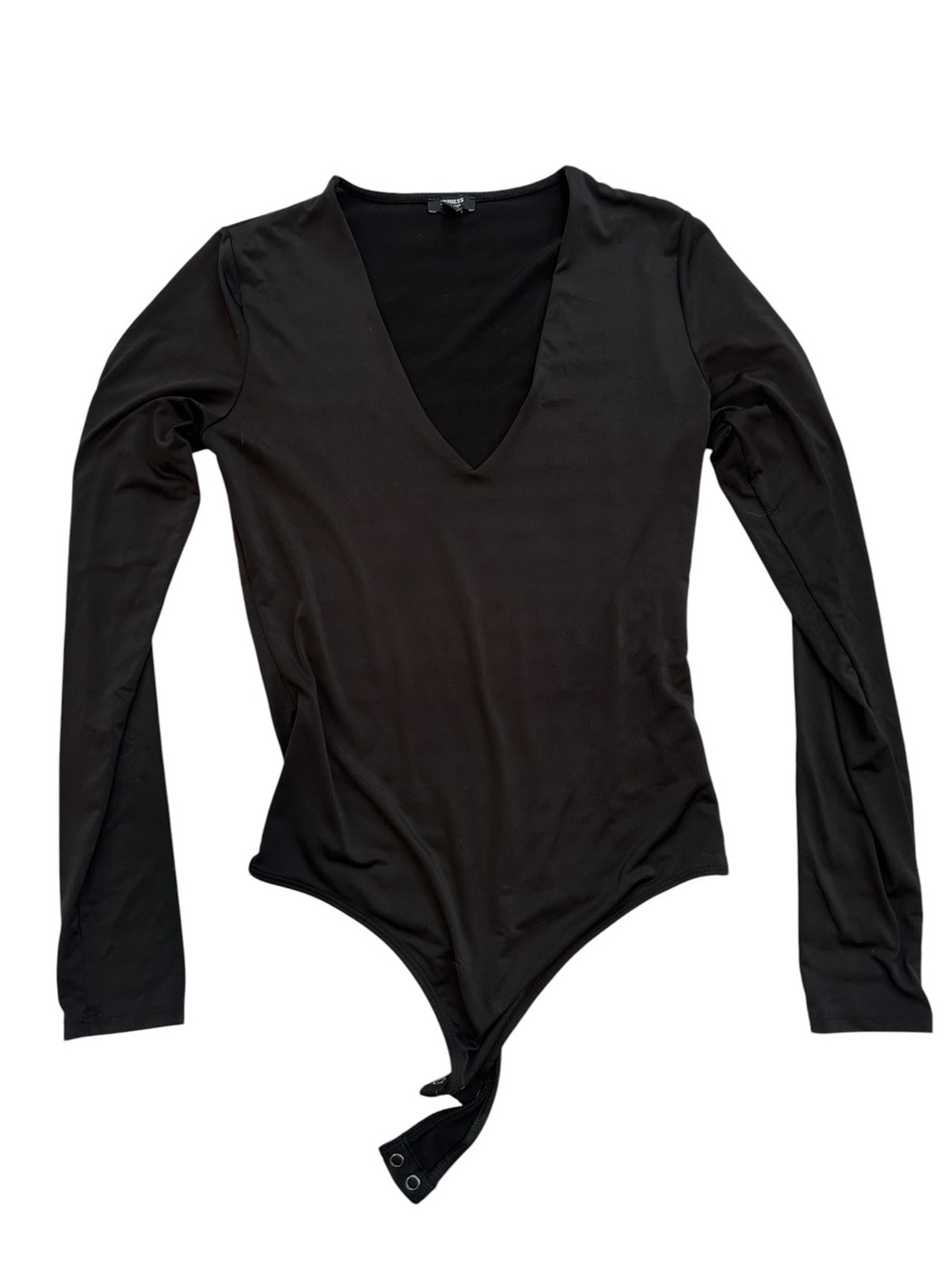 Express Black V-Neck bodysuit long sleeve